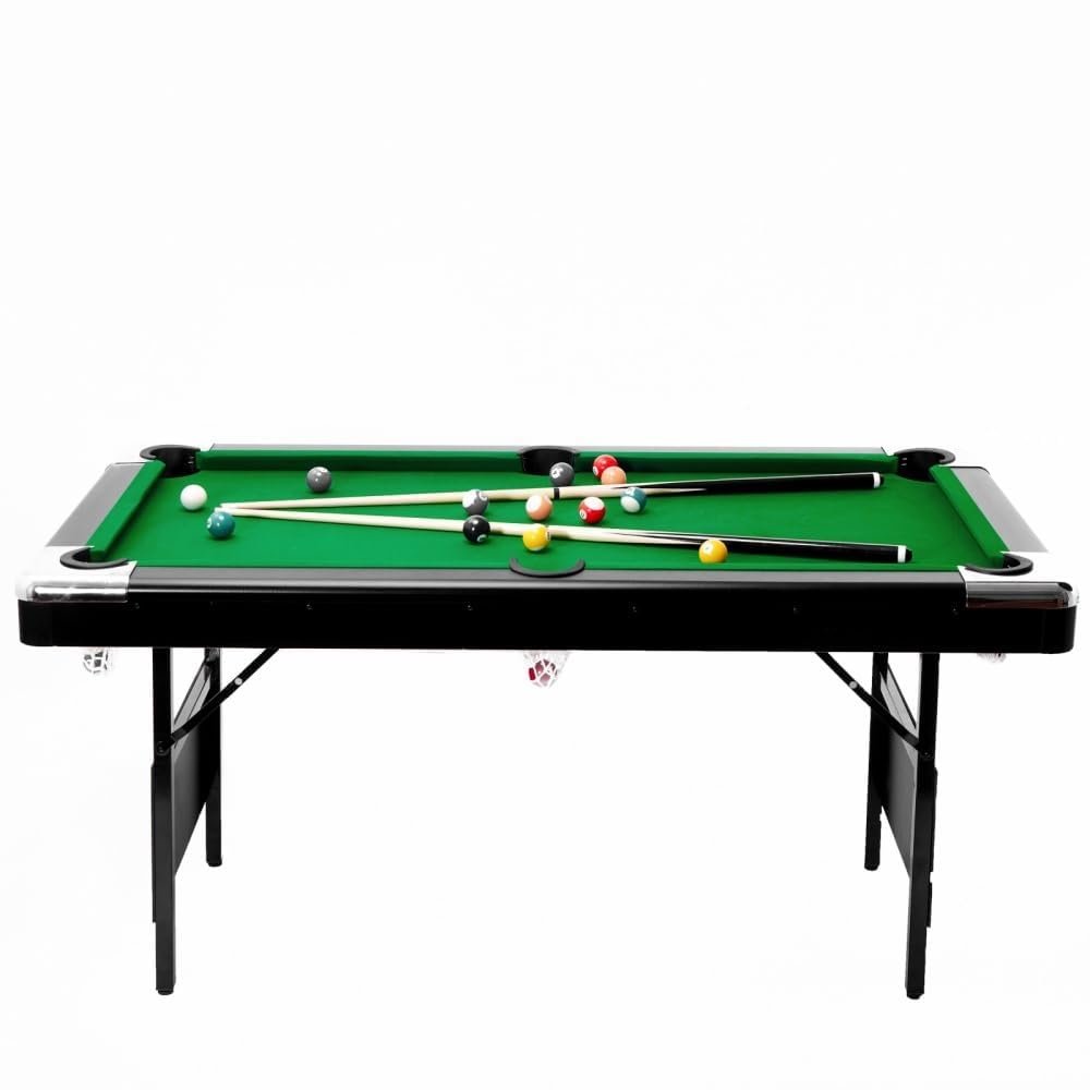7FT Billiards Table, Portable Foldable Space-Saving Table, Pool Table,Billiard Table Set Includes Balls, Cues, Chalks and Brush, Perfect for Family Game Room,Adult Rrec Room Green Tablecloth