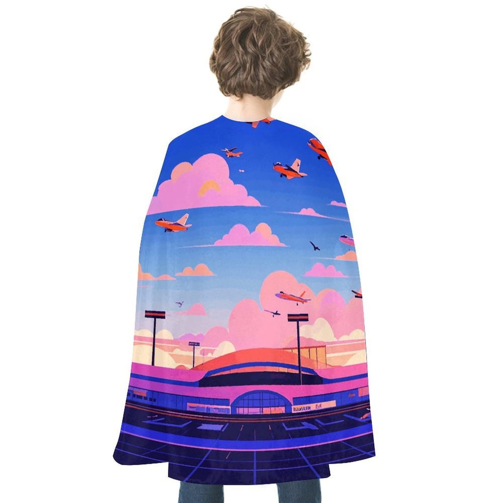 BVNMT Aircraft Flying in The Sky Printed Cape Unisex Adult Costume - One Size Fits Most (1 Count) - Ideal for Cosplay, Parties, And More