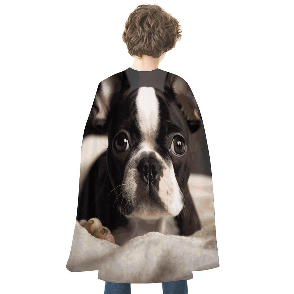 Cute Boston Terrier Printed Cape Unisex Adult Costume - One Size Fits Most (1 Count) - Ideal for Cosplay, Parties, And More