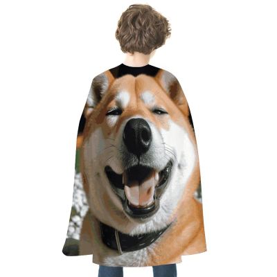 BVNMT Shiba Inu Smile Tongue Out Printed Cape Unisex Adult Costume - One Size Fits Most (1 Count) - Ideal for Cosplay, Parties, And More