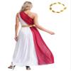 ACSUSS Womens Roman Empress Costume Halloween Ancient Greek Toga Cosplay Outfits with Headwear Burgundy X-Large view 2