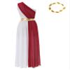 ACSUSS Womens Roman Empress Costume Halloween Ancient Greek Toga Cosplay Outfits with Headwear Burgundy X-Large view 4