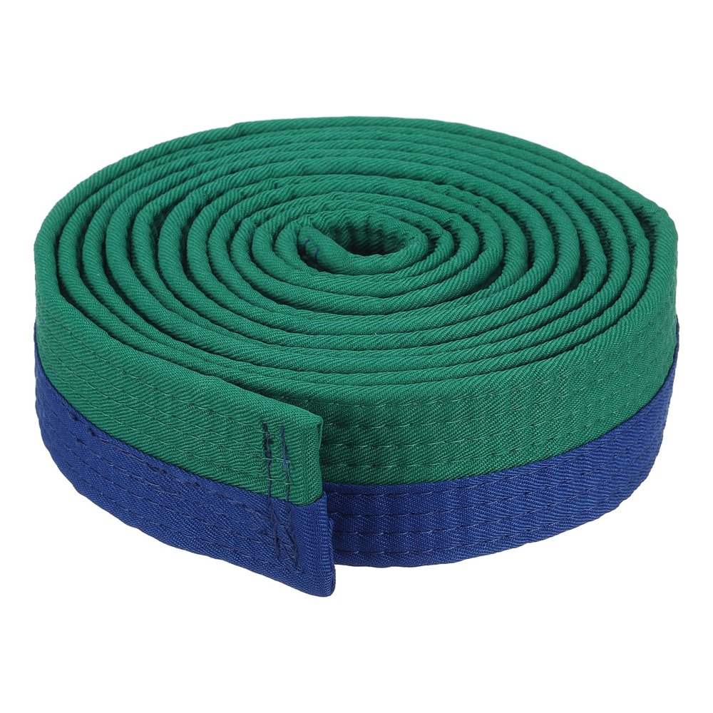 PATIKIL Taekwondo Colored Ranking Belt 1.6" x9.8Ft 3 m, Polyester Martial Arts Judo Karate Belt for Coach Teaching Practice, Green&Blue