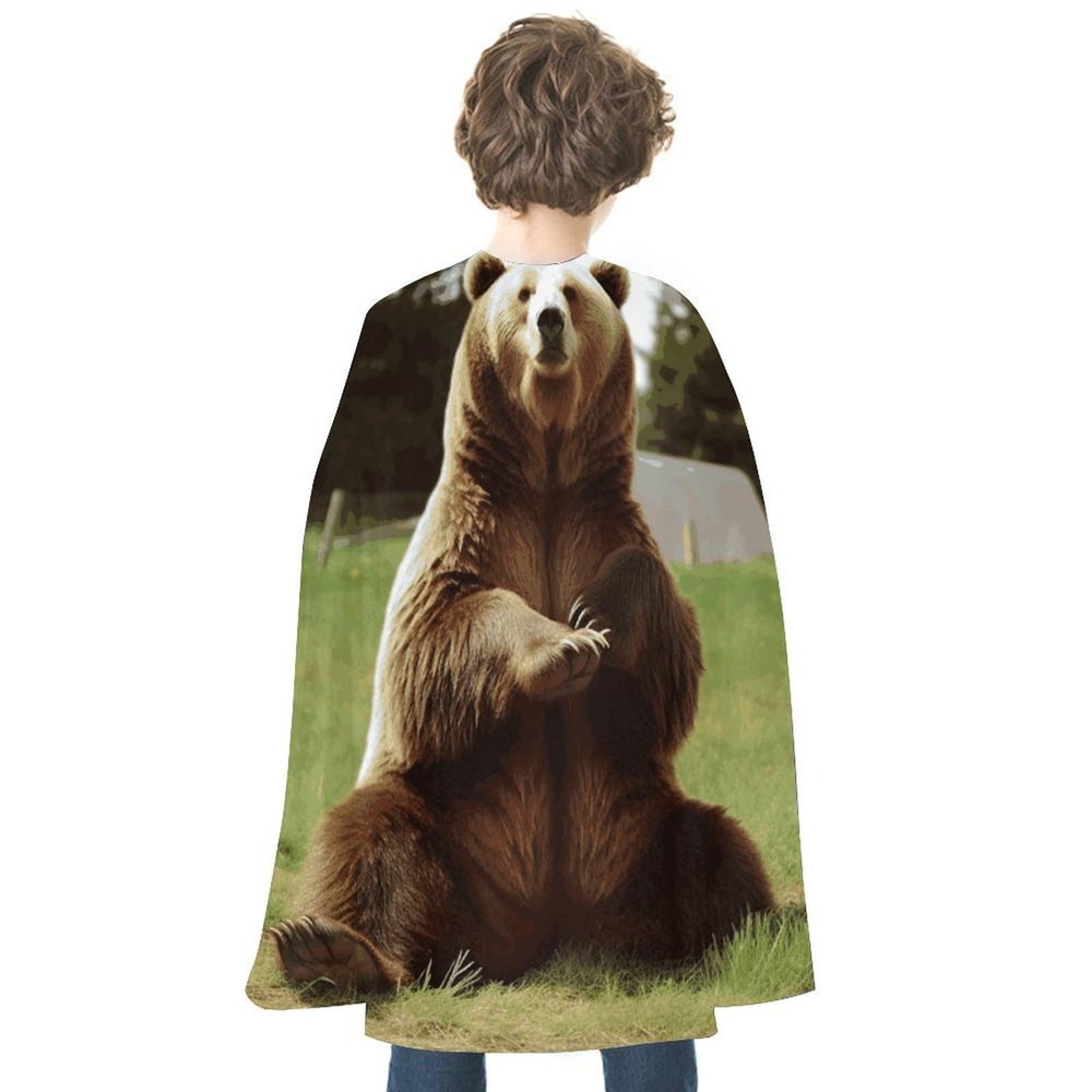 BVNMT Hi Bear Sit on The Lawn Printed Cape Unisex Adult Costume - One Size Fits Most (1 Count) - Ideal for Cosplay, Parties, And More