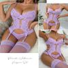 Avidlove Underwire Lingerie Sets for Women Sexy Lace Teddy Bodysuit with Panty and Garter Belt (No Stockings) Lilac view 2