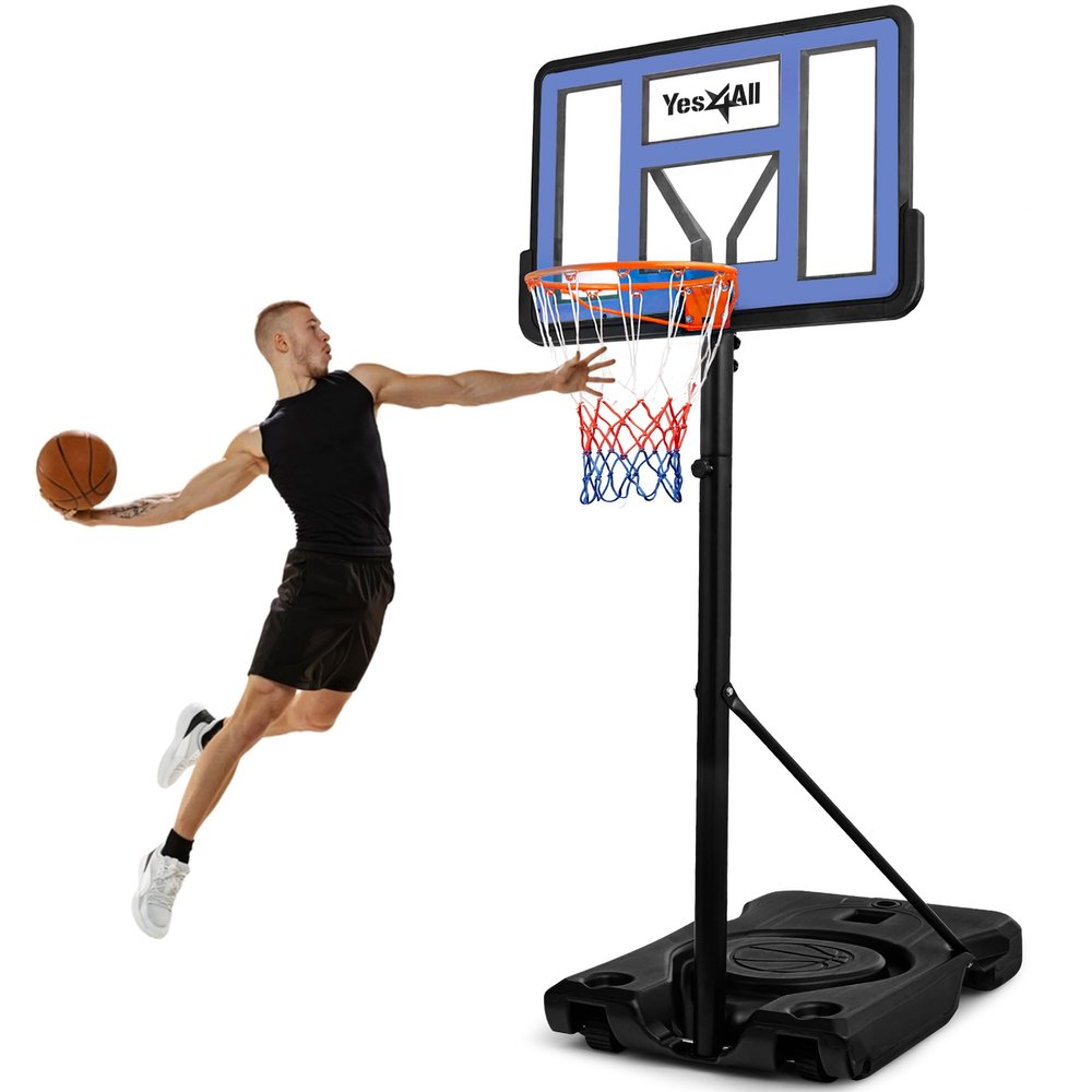 Yes4All Portable Basketball Hoop Outdoor, 3.8-10Ft Basketball Goal Adjustable for Kid/Teen/Adult Practicing Indoor & Outdoor
