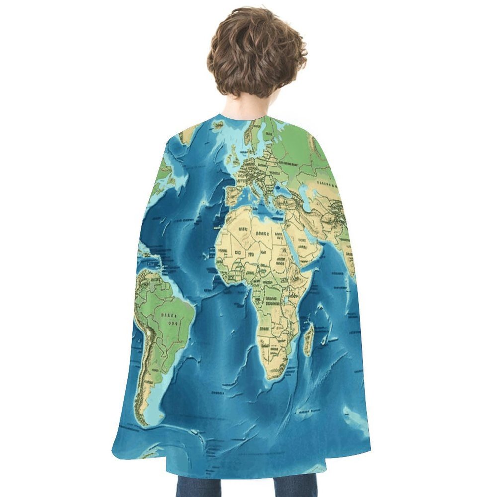 BVNMT World Map Printed Cape Unisex Adult Costume - One Size Fits Most (1 Count) - Ideal for Cosplay, Parties, And More