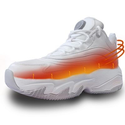 Heated Sneakers - Foot Warmer for Men & Women, Electric Heating Shoes with 4000mAh Battery, Anti-Slip Snow Trail Shoes 3 Heating Levels, Rechargeable Hiking Shoes Winter Outdoor Unisex (White, 6.5)