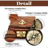 Antique Brass Compass with Chain  2.5" Pocket Compass in Wooden Anchor Box  Perfect for Hiking, Camping, and Navigation Gifts view 3