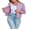 FIOPHY Women's Full Zip Up Sweatshirts Fleece Jackets Stand Collar Long Sleeve Casual Outwear Fuzzy Warm Coat with Pocket Dusty Purple XL view 2