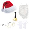Festive Father Christmas Costume Accessories, 5 Pieces/Set Including Gloves & Hat & Adjustable Beard & Glasses & Bells view 3