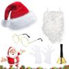 Festive Father Christmas Costume Accessories, 5 Pieces/Set Including Gloves & Hat & Adjustable Beard & Glasses & Bells view 4