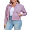 FIOPHY Women's Full Zip Up Sweatshirts Fleece Jackets Stand Collar Long Sleeve Casual Outwear Fuzzy Warm Coat with Pocket Dusty Purple M view 4