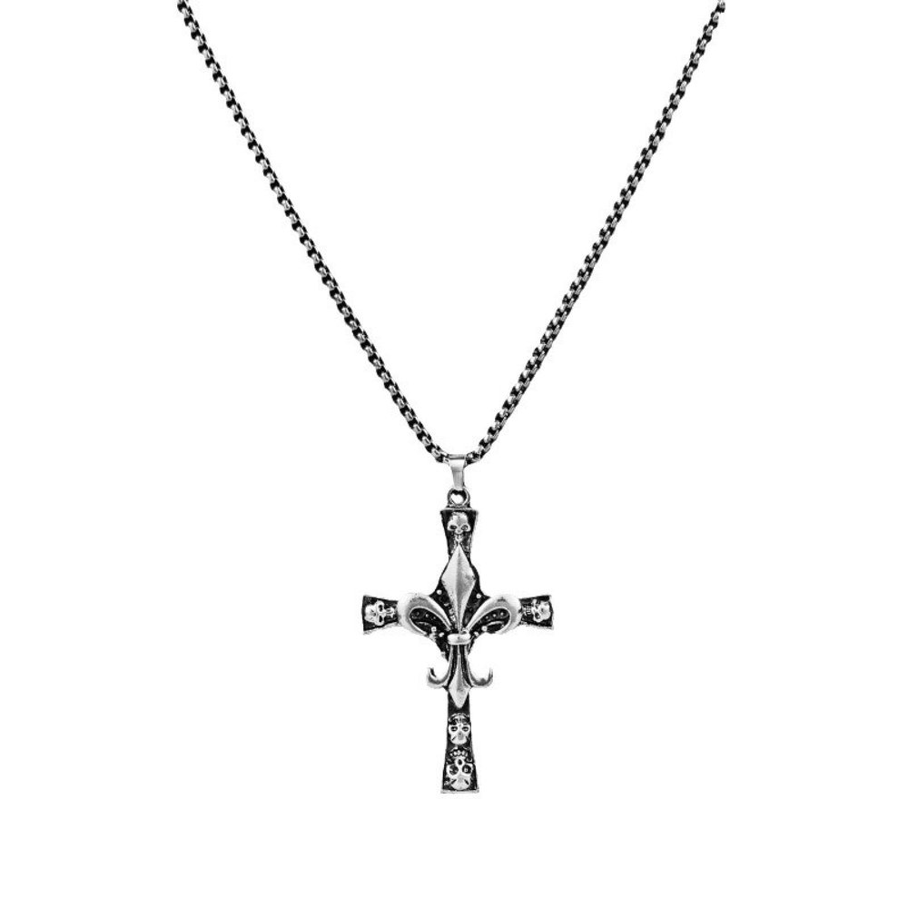 FFKAIVHSL Cross-Border European and American Skull Cross Necklace Tide Men and Women Street Personality Pendant Accessories Sweater Chain Manufacturers Wholesale