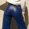 Faux Leather Pants for Women Straight Wide Leg Vintage Leather Pants High Waisted Flare Motorcycle Pants with Pocket view 3