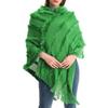 Women's Solid Color Shawl Wrap Poncho Ruana Cape Open Front Cardigan Shawls for Fall Winter (Green, One Size) view 2
