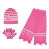 Heat Trendz Girl's One Size Fits Most Stripe Butterfly Hat Gloves and Scarf Winter Set, Dark Pink view 1