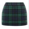IDEALSANXUN Plaid Skirts for Women 2025 Fall Winter Wool Tartan Tweed High Waisted Knee Length Pencil Short Mini Skirt, Green, M view 1