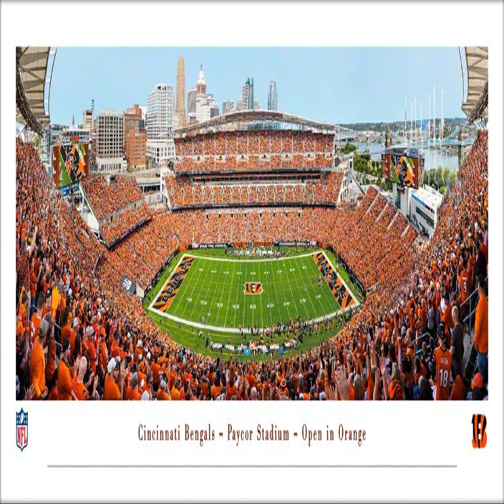 Cincinnati Bengals, Orange Out - Unframed Poster by Blakeway Panoramas (40"W x 13.5"H)