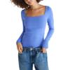 Aeropostale Seriously Soft Sculpt Square Neck Long Sleeve Top, Baja Blue, Small view 1