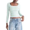 Aeropostale Seriously Soft Sculpt Square Neck Long Sleeve Top, Blue Haze, Small view 1
