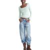 Aeropostale Seriously Soft Sculpt Square Neck Long Sleeve Top, Blue Haze, Small view 4