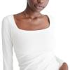 Aeropostale Seriously Soft Sculpt Square Neck Long Sleeve Top, Cream, Medium view 3