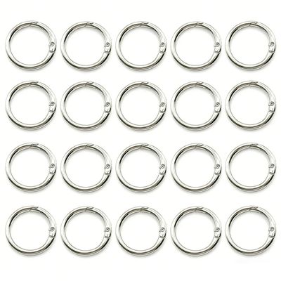 20 Pack 0.75 Inch Keychain ClipsRound Small Carabiner Clip for Key, Metal Keyring Hook Buckle Clip (Silver)