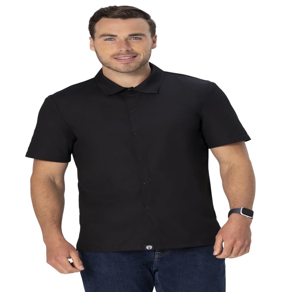 Chef Works Men's Durham Snap Work Shirt, Black, Large