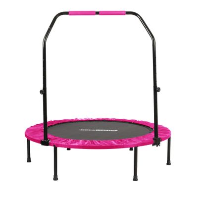 HolaHatha Foldable Mini Trampoline Fitness Rebounder for Home Gym Workouts  with 5-Level Adjustable Handle, Heavy-Duty Steel Frame, Portable Design, and Supports up to 440 Pounds
