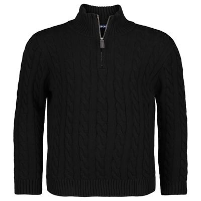 Izod Boys' Quarter Zip Pullover Sweater, Black Cable, 10-12
