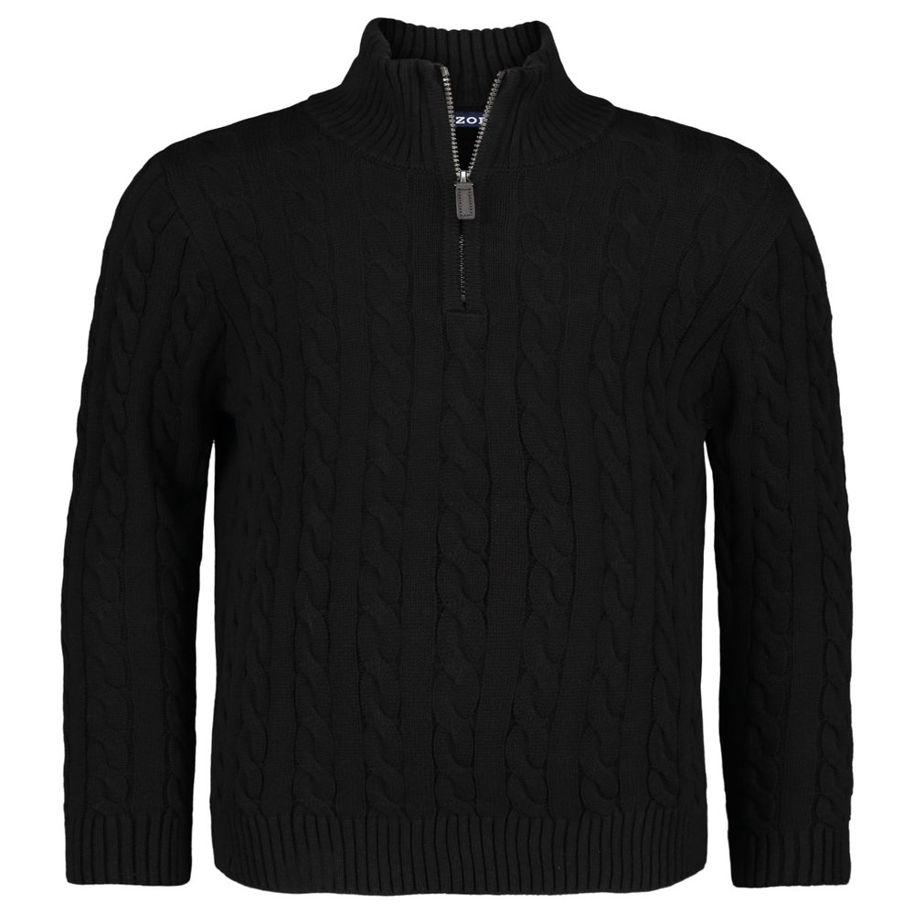Izod Boys' Quarter Zip Pullover Sweater, Black Cable, 10-12