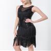 AFAVOM Latin Dance Dress for Women - Fringe Salsa Tango 1920s Ballroom Sparkle Sequins Flapper Cha Cha Competition Cocktail Party Tassel Glitter Samba Belly Dancewear Costume Black M view 3