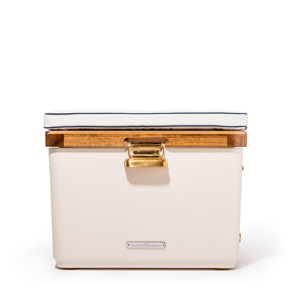 Business & Pleasure Co. Hemingway Cooler - 55 Quart Insulated Ice Chest Cooler - Great for Beach, Picnics, & Boating, Antique White