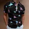 Paper Airplane Heart Men's Polo Shirts Casual Short Sleeve Tops Zippered Golf Polo Shirts 2XS view 2