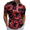 Queen of Hearts Playing Cards Men's Polo Shirts Casual Short Sleeve Tops Zippered Golf Polo Shirts M view 1