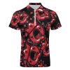 Queen of Hearts Playing Cards Men's Polo Shirts Casual Short Sleeve Tops Zippered Golf Polo Shirts M view 3