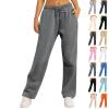 FULILYEO Cotton Sweatpants Women Baggy Low Rise Sweatpants Causal Wide Leg Sweatpants Drawstring High Waist Joggers Baggy Straight Pants Workout Lounge Yoga Pants with Pocket Open Bottom Sweatpants view 1