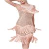 AFAVOM Latin Dance Dress for Women - Fringe Salsa Tango & Ballroom Sparkle Sequins Flapper Dress - Cha Cha Dancewear - Competition & Cocktail Party - Glitter Samba Belly Dance Costume - Champagne XL view 1