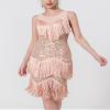 AFAVOM Latin Dance Dress for Women - Fringe Salsa Tango & Ballroom Sparkle Sequins Flapper Dress - Cha Cha Dancewear - Competition & Cocktail Party - Glitter Samba Belly Dance Costume - Champagne XL view 2