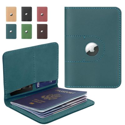 ALLIVE Passport Holder for Travel, Genuine Leather Passport Holder with Airtag Women Men,Passport Cover Wallet Travel Must Haves Airport Essentials,Travel Gifts Blue