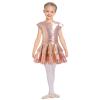 AFAVOM Girls Shiny Metallic Wet Look Dress Sparkly Latin Dance Ruffle Dress Tiered Jazz Costume Tango Ballroom Rave Festival Outfit Disco Salsa Cha Cha Party Pleated Swing Dress Rose Gold 9-10 Years view 1