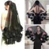 BLULILY Bridal Veil Black Flowers Veils Short Wedding Veil Bachelorettes Party Veil with Comb for Wedding and Special Occasion view 2