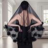 BLULILY Bridal Veil Black Flowers Veils Short Wedding Veil Bachelorettes Party Veil with Comb for Wedding and Special Occasion view 3