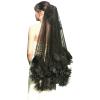 BLULILY Bridal Veil Black Flowers Veils Short Wedding Veil Bachelorettes Party Veil with Comb for Wedding and Special Occasion view 4