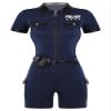 YONGHS Women's Police Officer Uniforms Cop Costume Policewoman Cosplay Costume Jumpsuits with Belt and Purse Navy Blue 3X-Large view 1