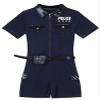 YONGHS Women's Police Officer Uniforms Cop Costume Policewoman Cosplay Costume Jumpsuits with Belt and Purse Navy Blue 3X-Large view 3