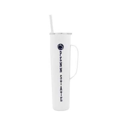 Decorvo NCAA 20 oz. Stainless Steel Tumbler with Handle - Officially Licensed Double Walled Insulated Roadie with Slide Lid and Straw (Penn ST text - White)