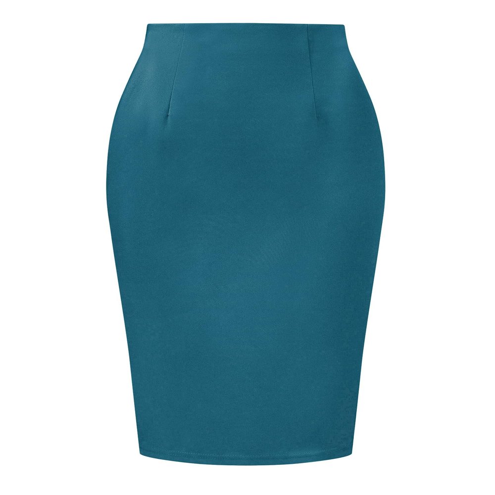 Allegra K Wear to Work Pencil Skirts for Women's Business Knee Length High Waist Bodycon Suit Skirt Small Blue Green