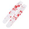 plplaaoo 1 Pair Blood Stockings Bloody High Socks Scary Blood Socks, Polyester Fabric Material Comfortable White and Red Realistic Blood Costume Socks Halloween Party Cosplay Costume view 1